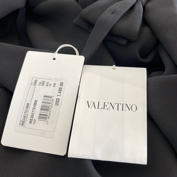 Valentino Black Long Sleeves Blouse Top  Size 10 Cowl And Bow back  Size 10 NWT - Picture 11 of 15